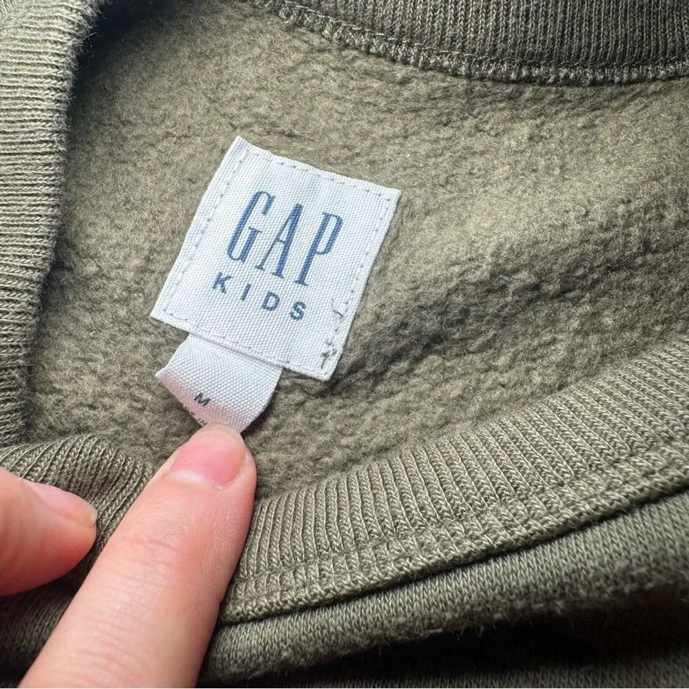 GAP‎ Kids Boys M Green Logo Crewneck Pullover Sweatshirt Casual Long Sleeve